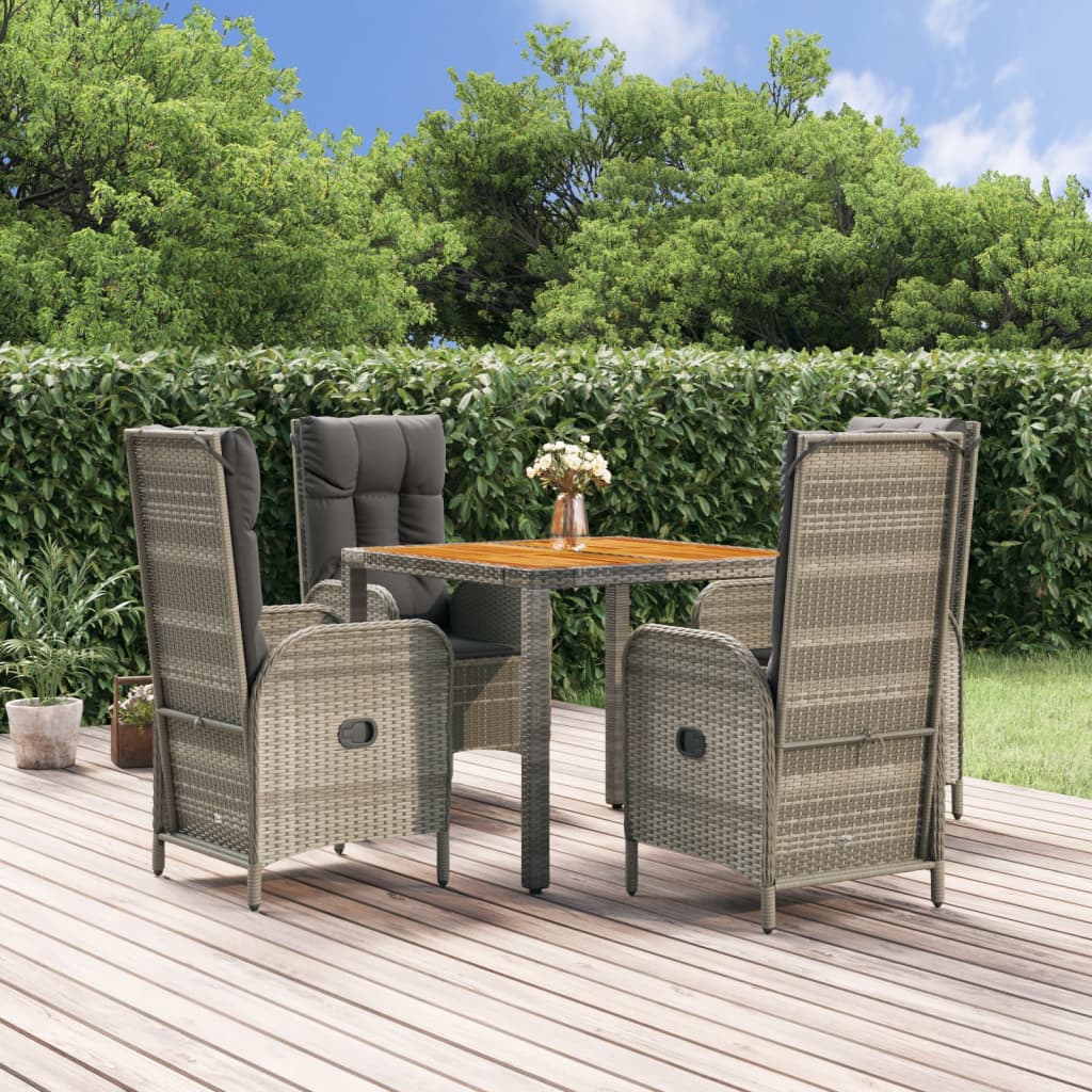 Ensemble à manger de jardin 5 pcs coussins gris résine tressée - XIOS