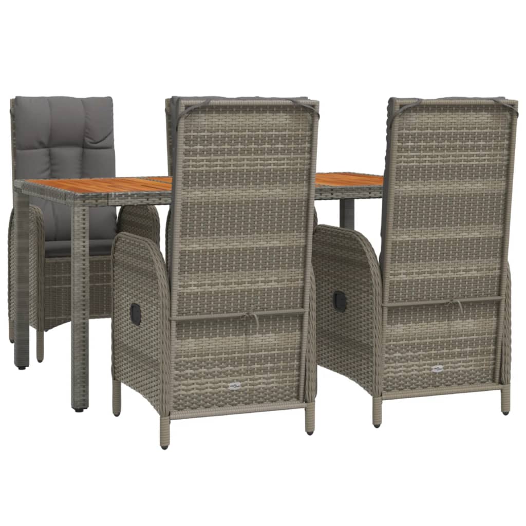 Ensemble à manger de jardin 5 pcs coussins gris résine tressée