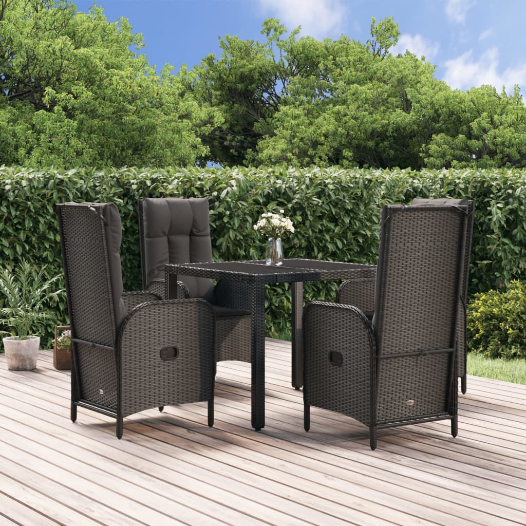 Ensemble à manger de jardin coussins 5pcs Noir Résine tressée - XIOS