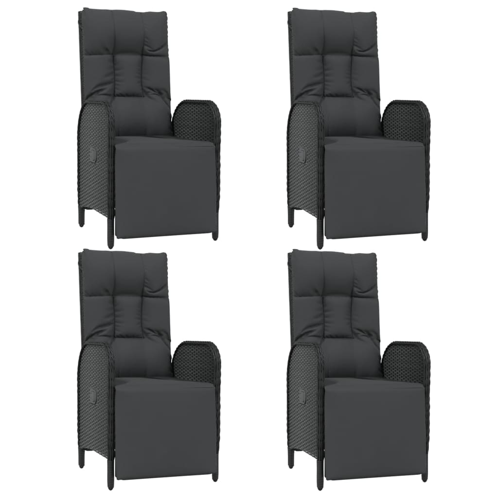 Ensemble à manger de jardin coussins 5pcs Noir Résine tressée