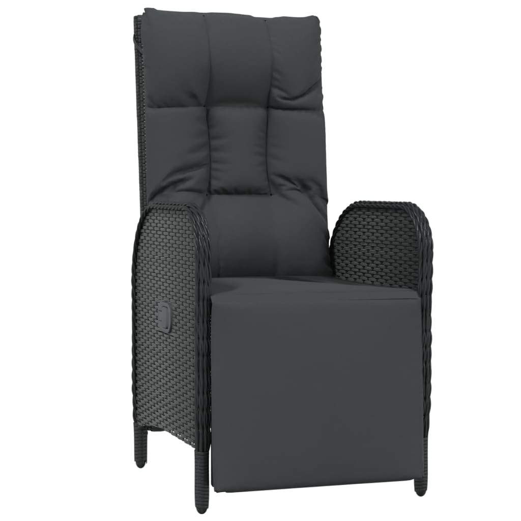 Ensemble à manger de jardin 4 pcs avec coussins noir