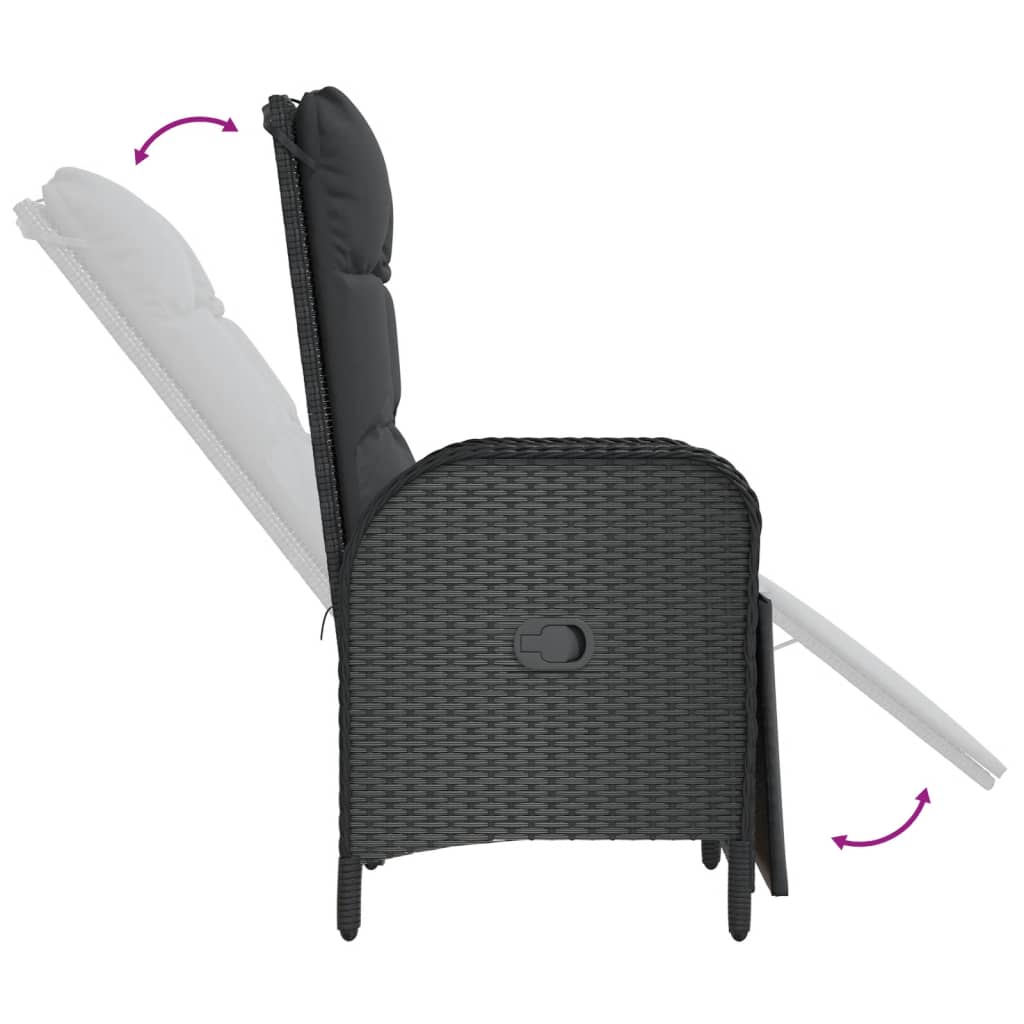 Ensemble à manger de jardin 4 pcs avec coussins noir