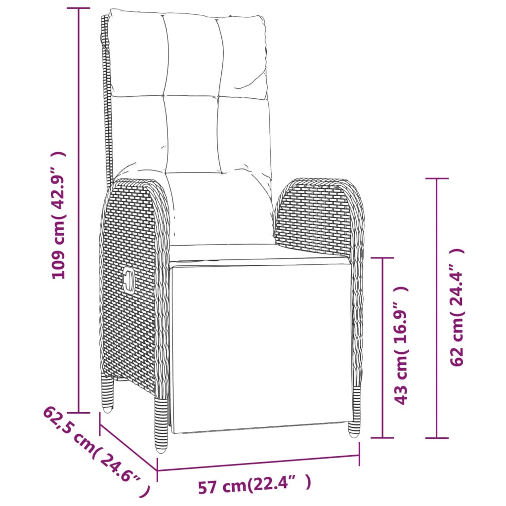 Ensemble à manger de jardin 4 pcs avec coussins noir