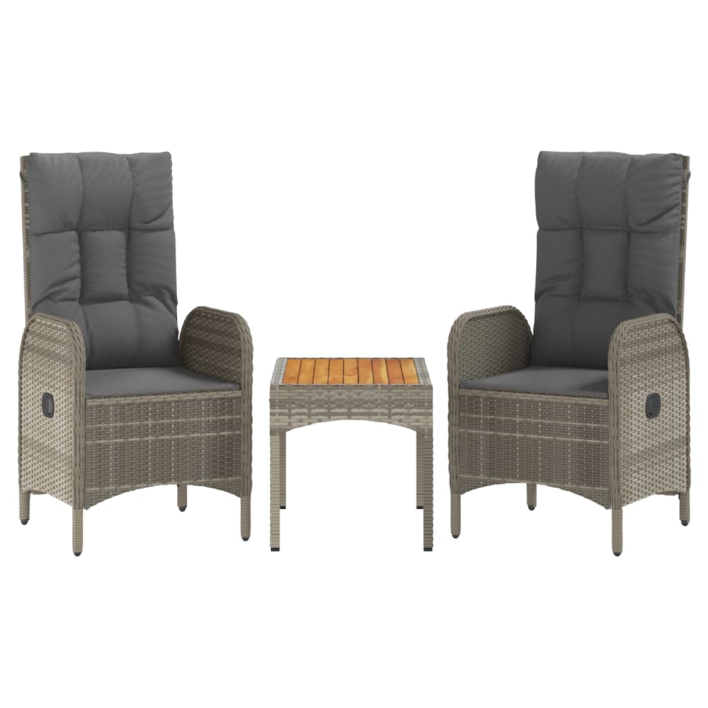 Ensemble à manger de jardin 5 pcs coussins gris résine tressée