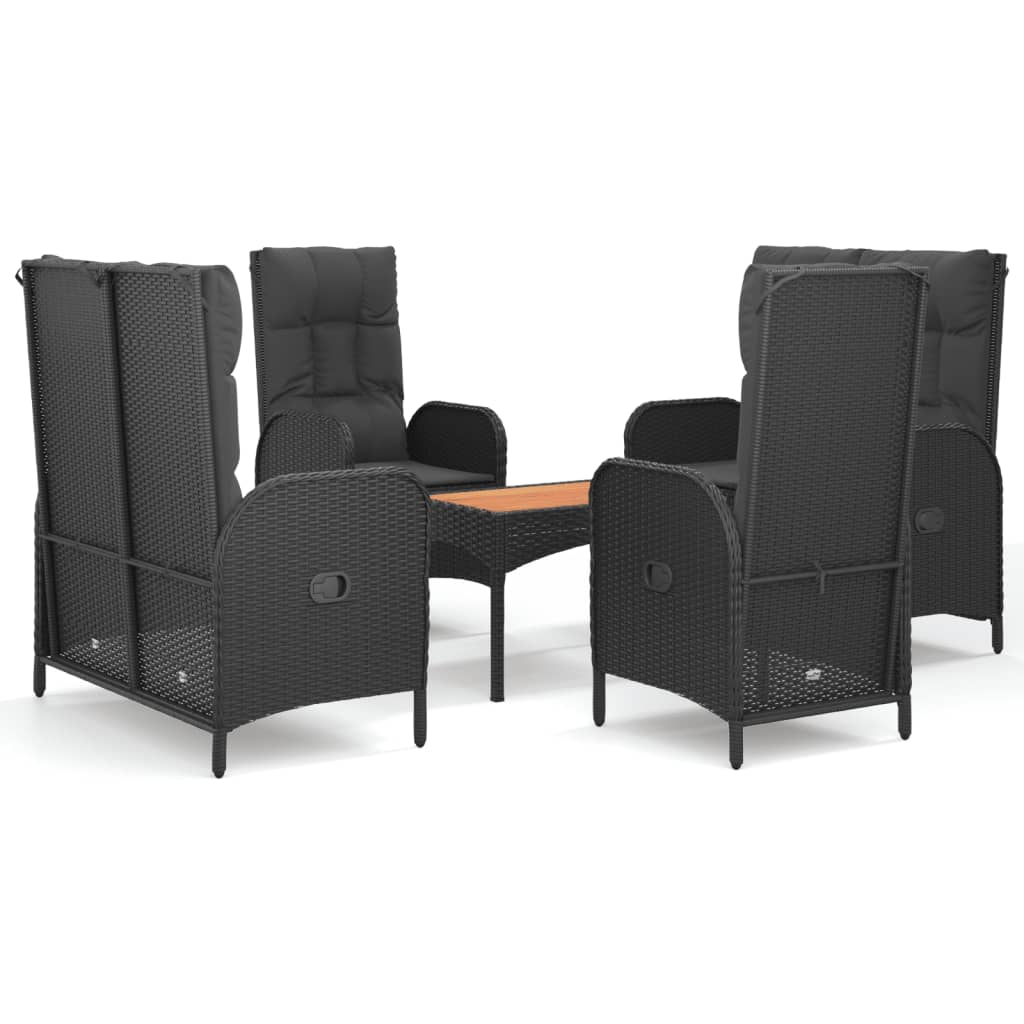Ensemble à manger de jardin coussins 5pcs Noir Résine tressée - XIOS