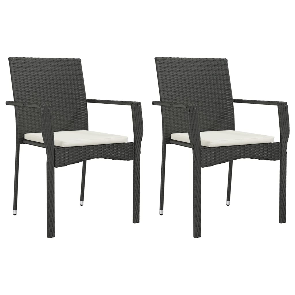 Ensemble à manger de jardin avec coussins 3 pcs Noir