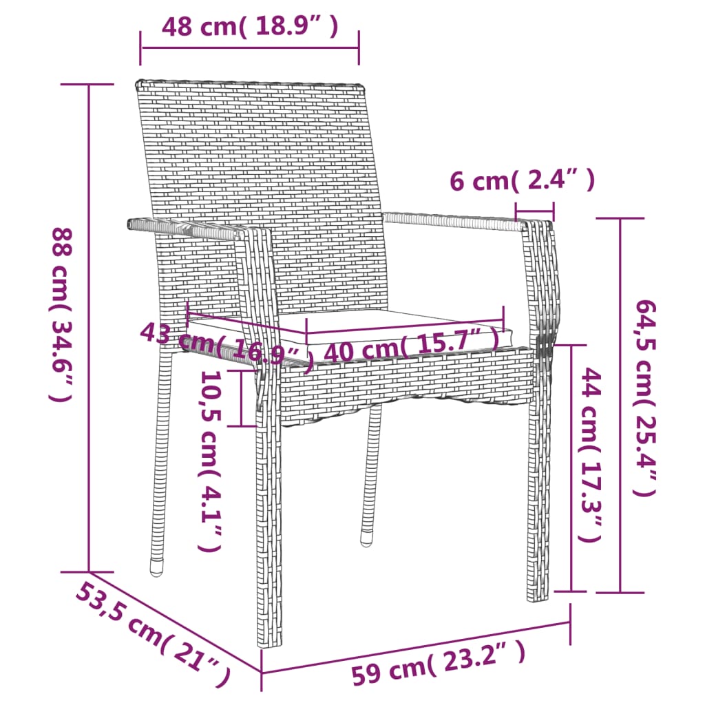 Ensemble à manger de jardin coussins 5pcs Noir Résine tressée