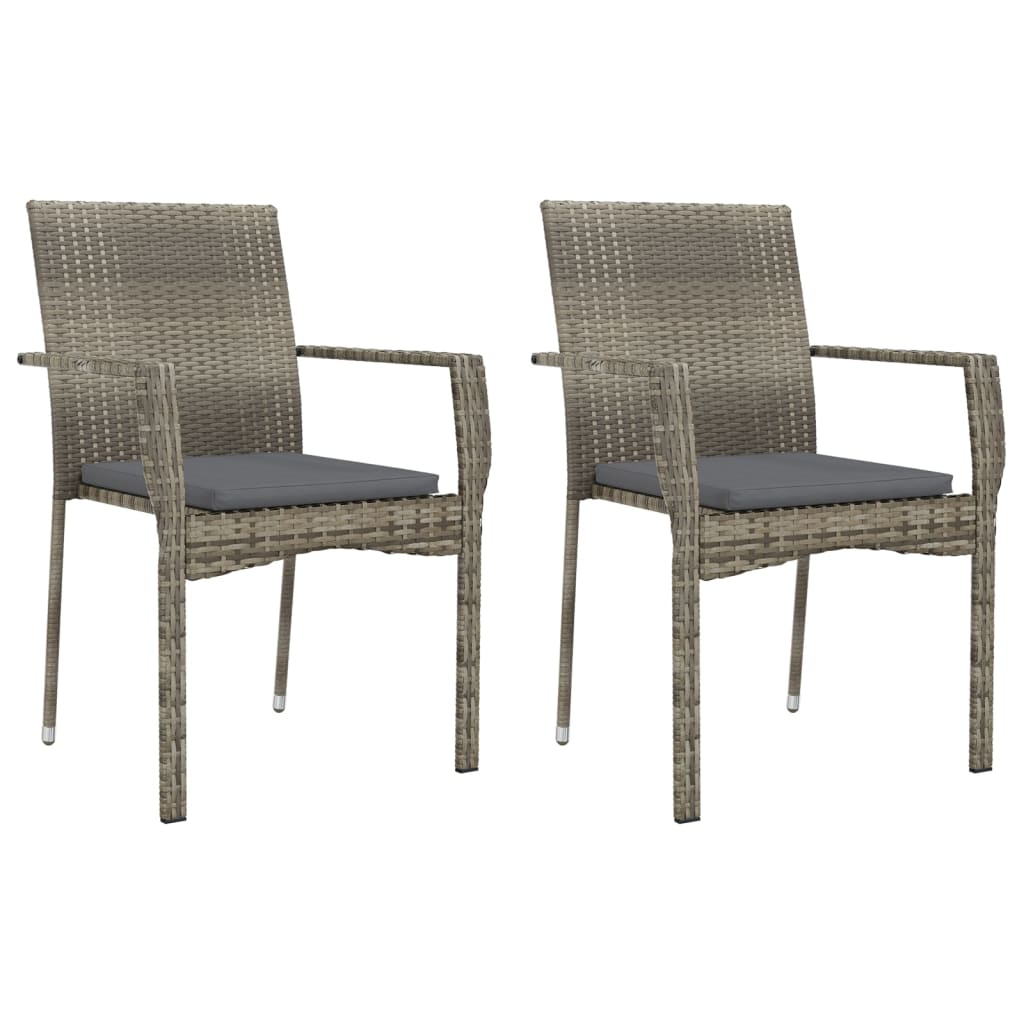 Ensemble à manger jardin 3pcs avec coussins noir et gris
