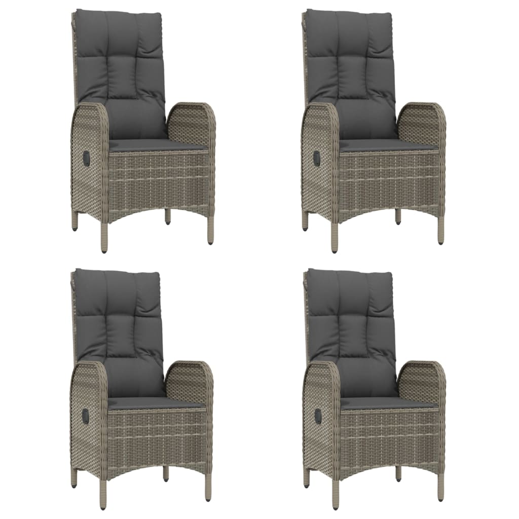 Ensemble à manger de jardin coussins 5 pcs noir et gris