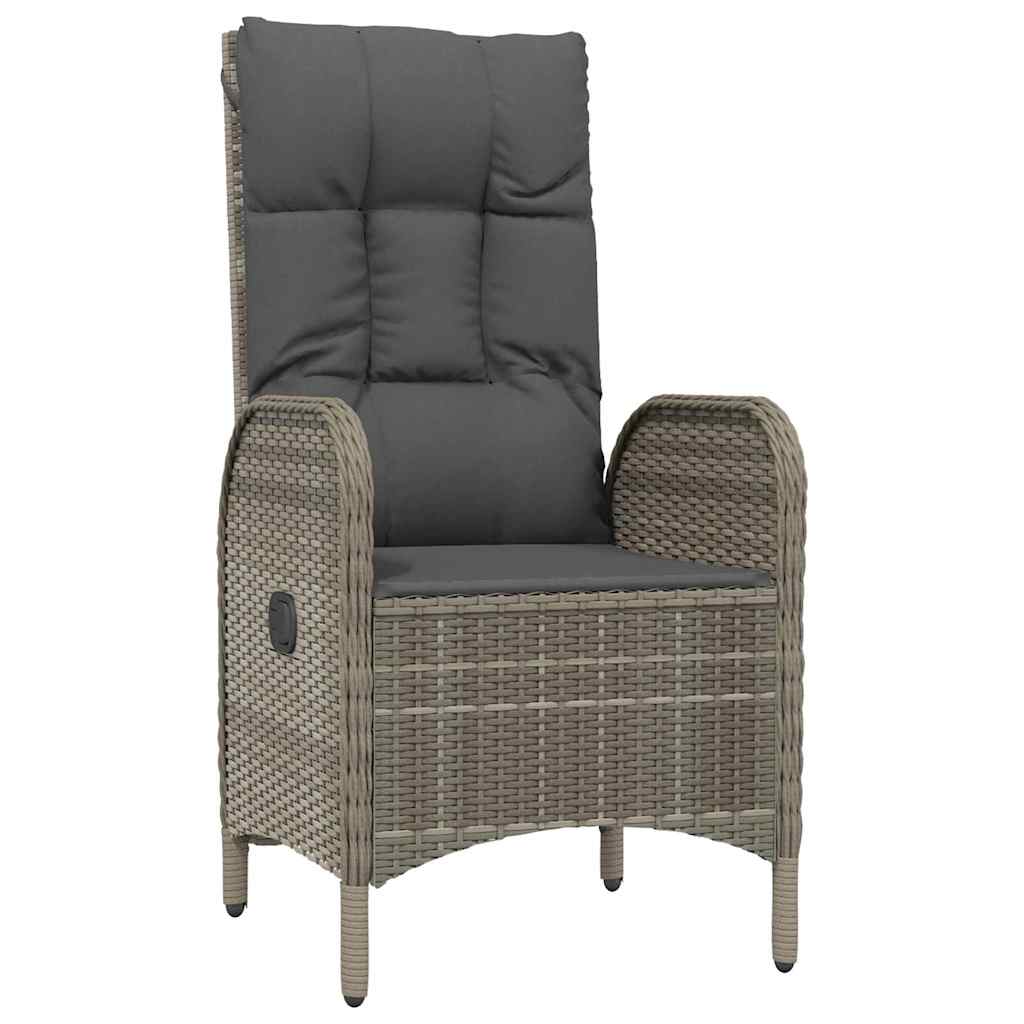Ensemble à manger de jardin coussins 5 pcs noir et gris