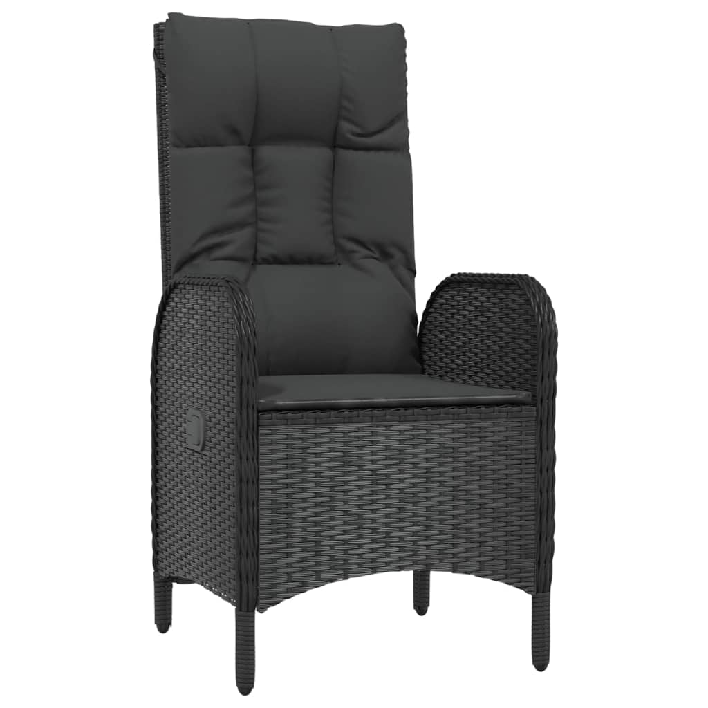 Ensemble à manger de jardin coussins 5pcs Noir Résine tressée