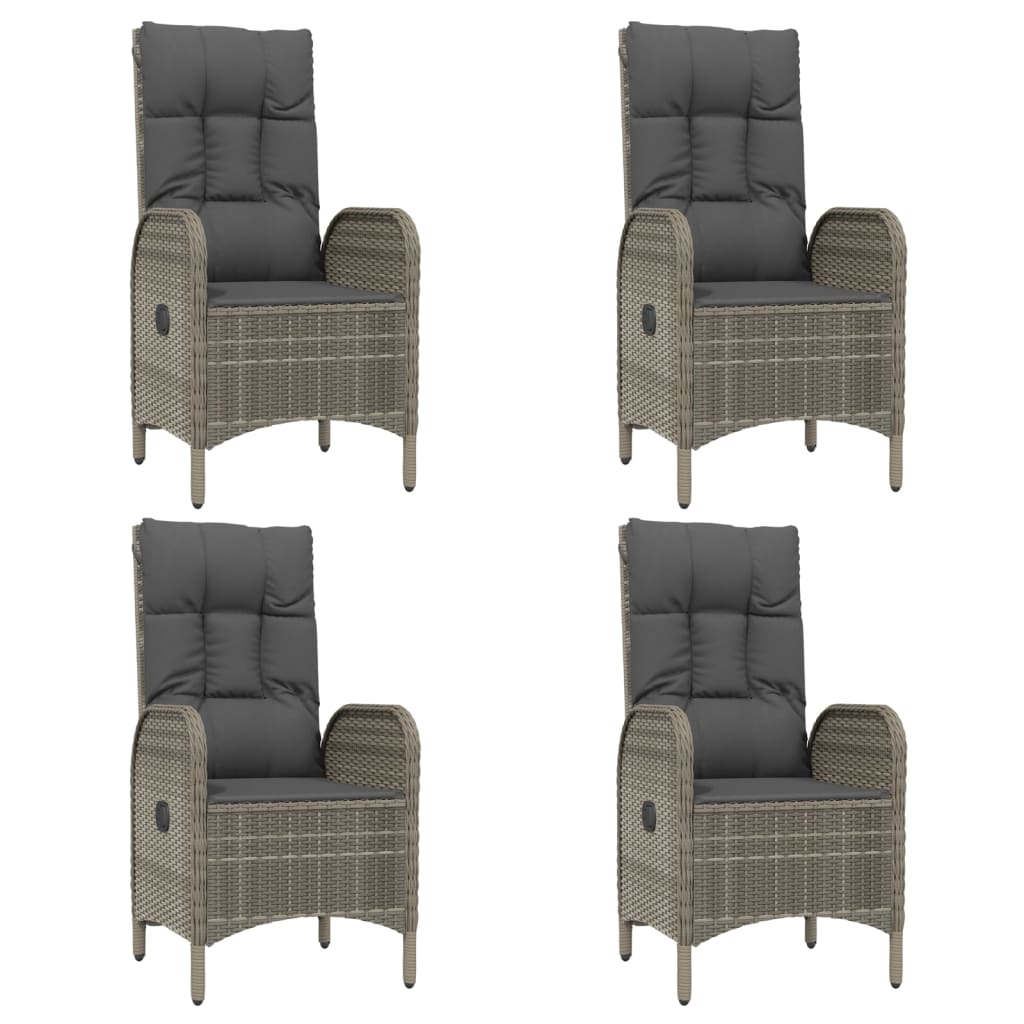 Ensemble à manger de jardin coussins 5 pcs noir et gris
