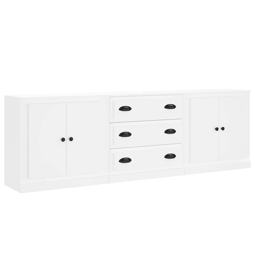 Buffets 3 pcs Blanc Bois d'ingénierie