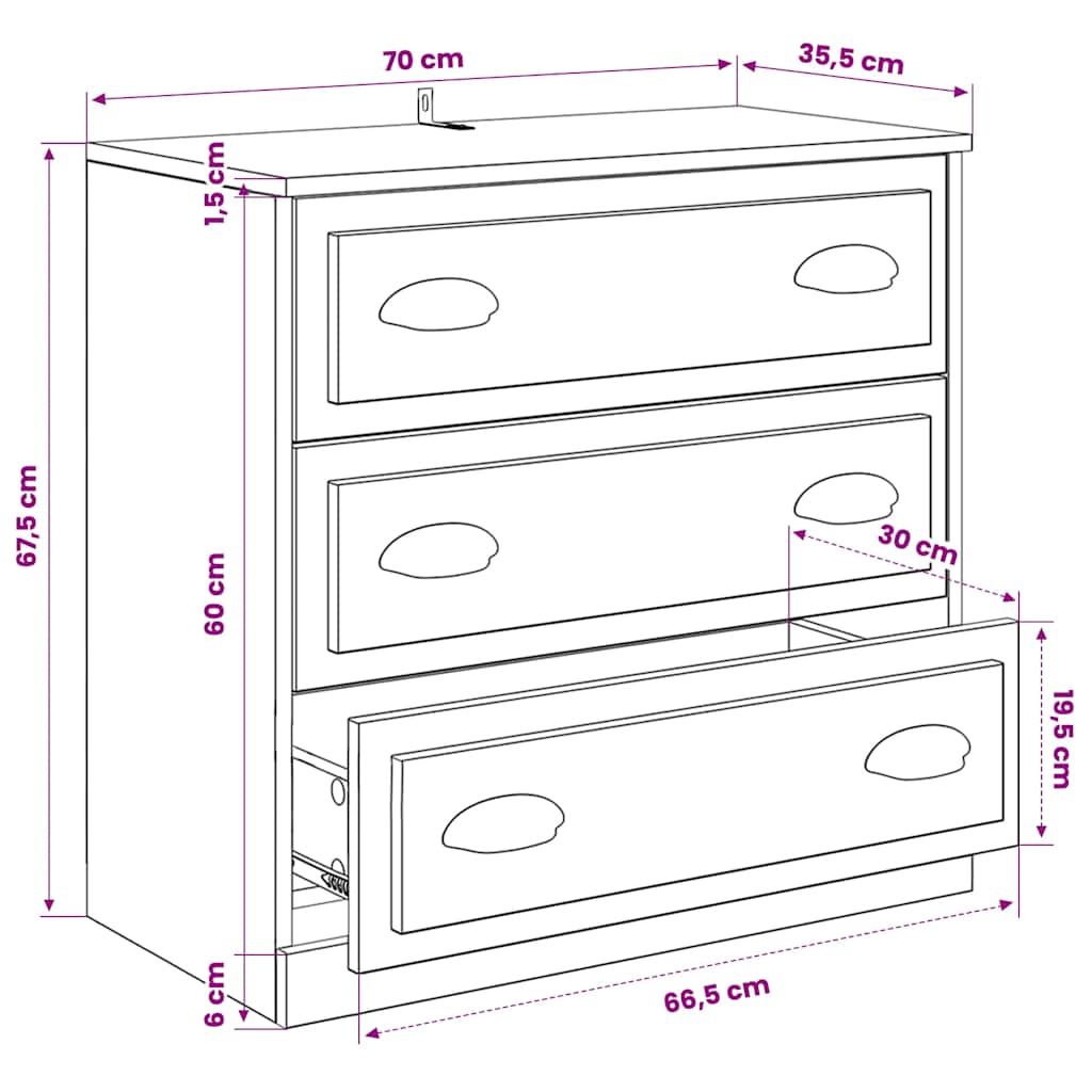 Buffets 3 pcs Blanc Bois d'ingénierie - XIOS