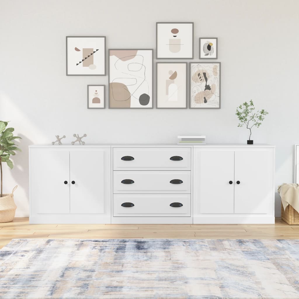 Buffets 3 pcs Blanc Bois d'ingénierie - XIOS