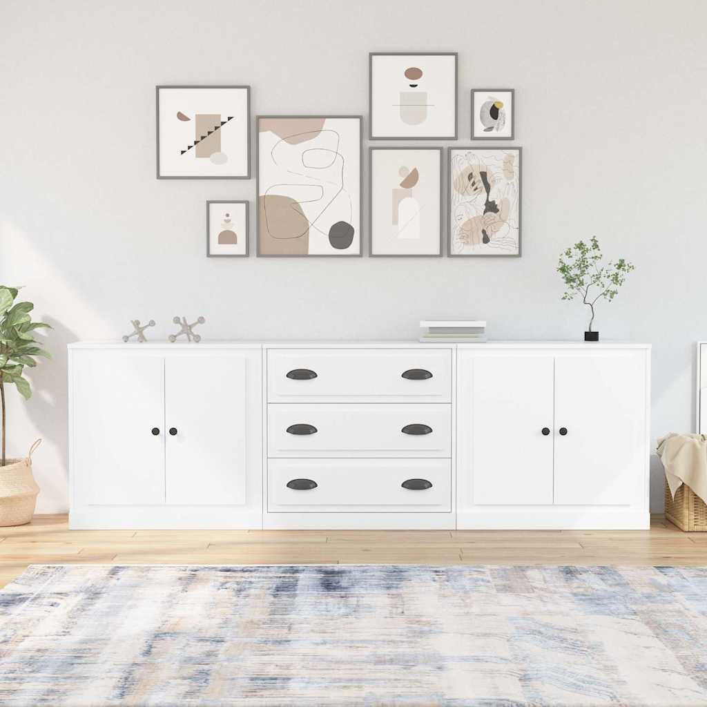 Buffets 3 pcs Blanc Bois d'ingénierie