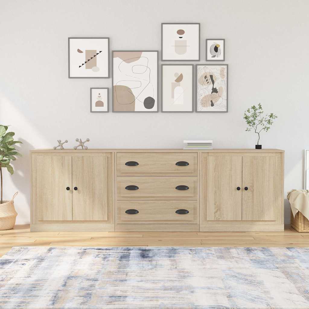 Buffets 3 pcs Chêne sonoma Bois d'ingénierie - XIOS
