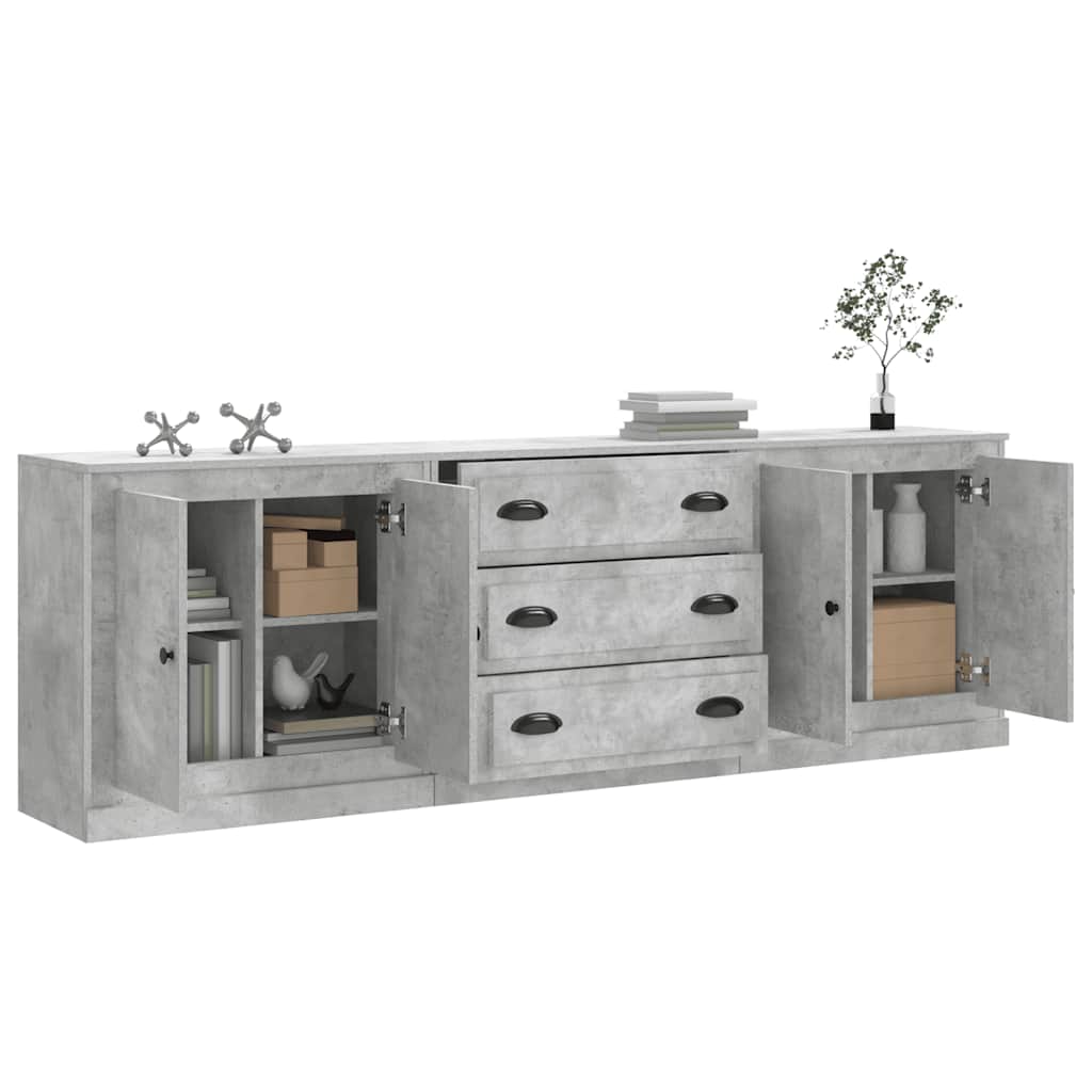 Buffets 3 pcs gris béton bois d'ingénierie - XIOS
