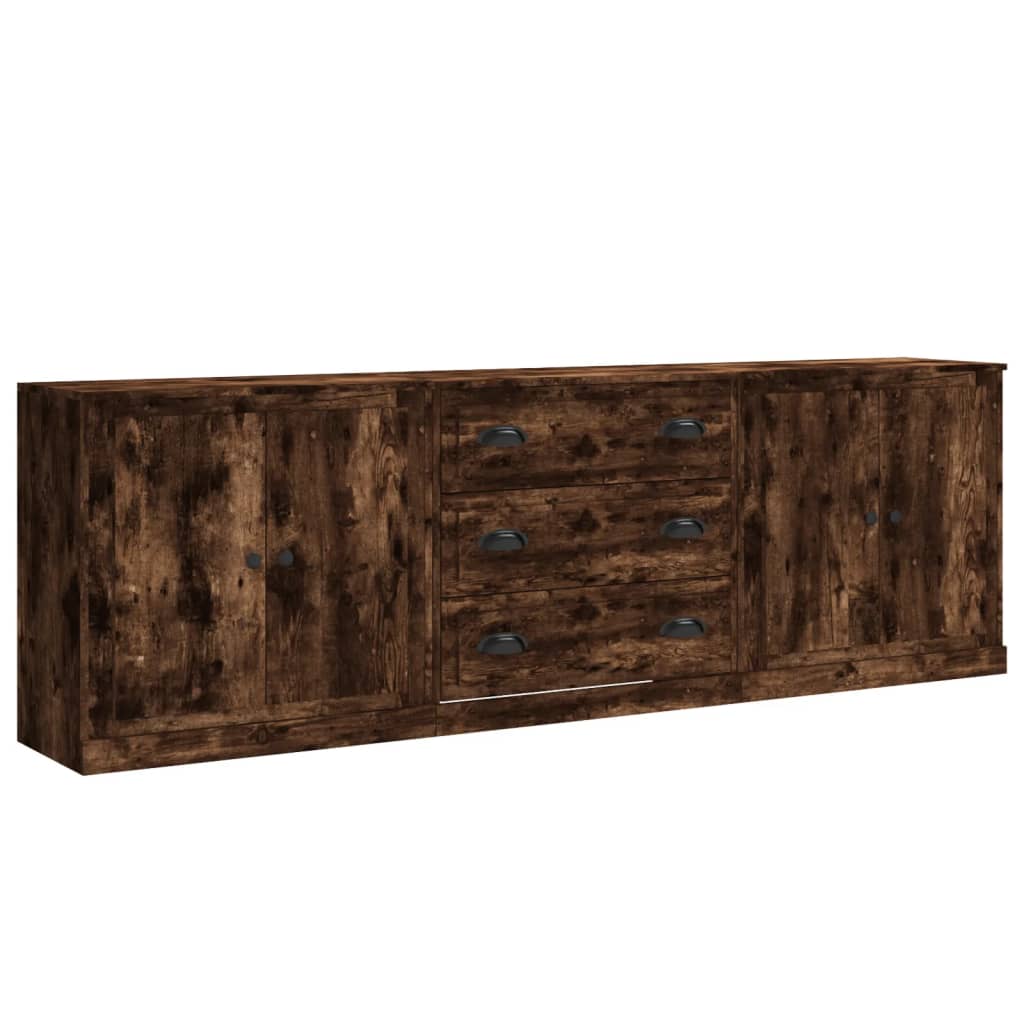 Buffets 3 pcs Chêne fumé Bois d'ingénierie