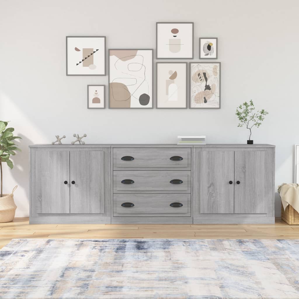 Buffets 3 pcs Sonoma gris Bois d'ingénierie - XIOS