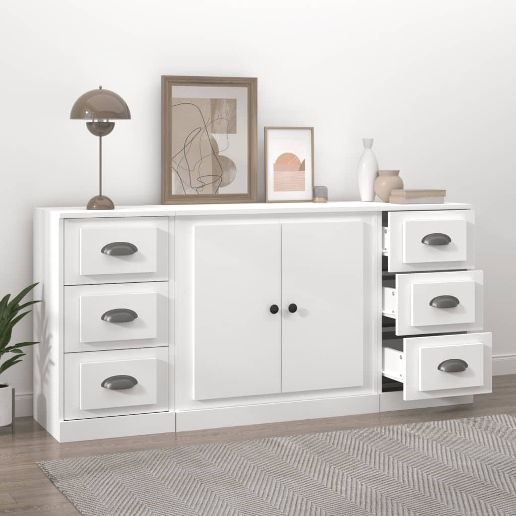 Buffets 3 pcs Blanc Bois d'ingénierie - XIOS