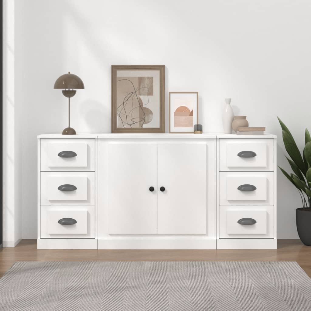 Buffets 3 pcs Blanc Bois d'ingénierie - XIOS