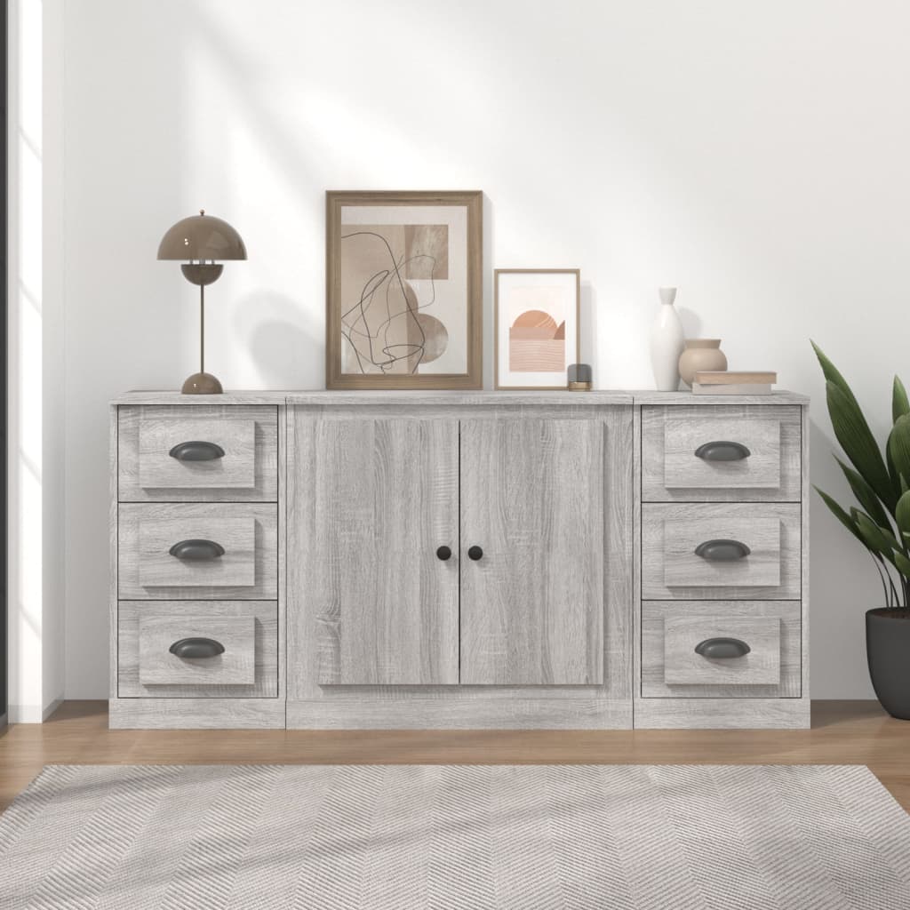 Buffets 3 pcs Sonoma gris Bois d'ingénierie - XIOS