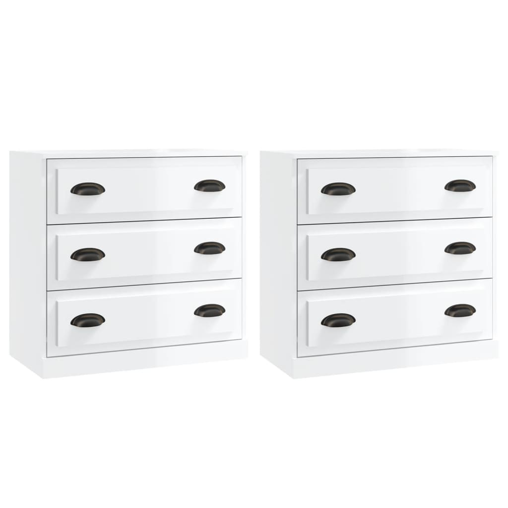 Buffets 2 pcs blanc brillant bois d'ingénierie - XIOS