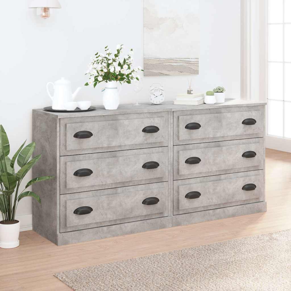Buffets 2 pcs gris béton bois d'ingénierie - XIOS