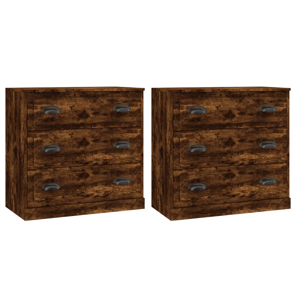 Buffets 2 pcs chêne fumé bois d'ingénierie