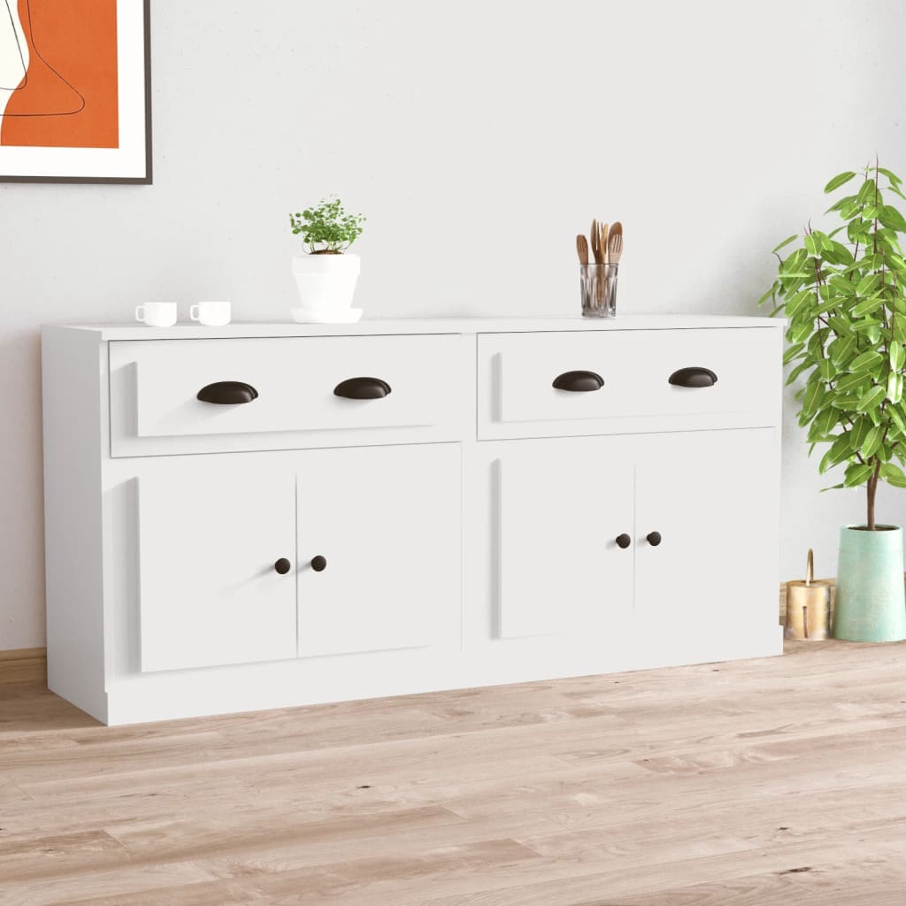 Buffets 2 pcs blanc bois d'ingénierie - XIOS