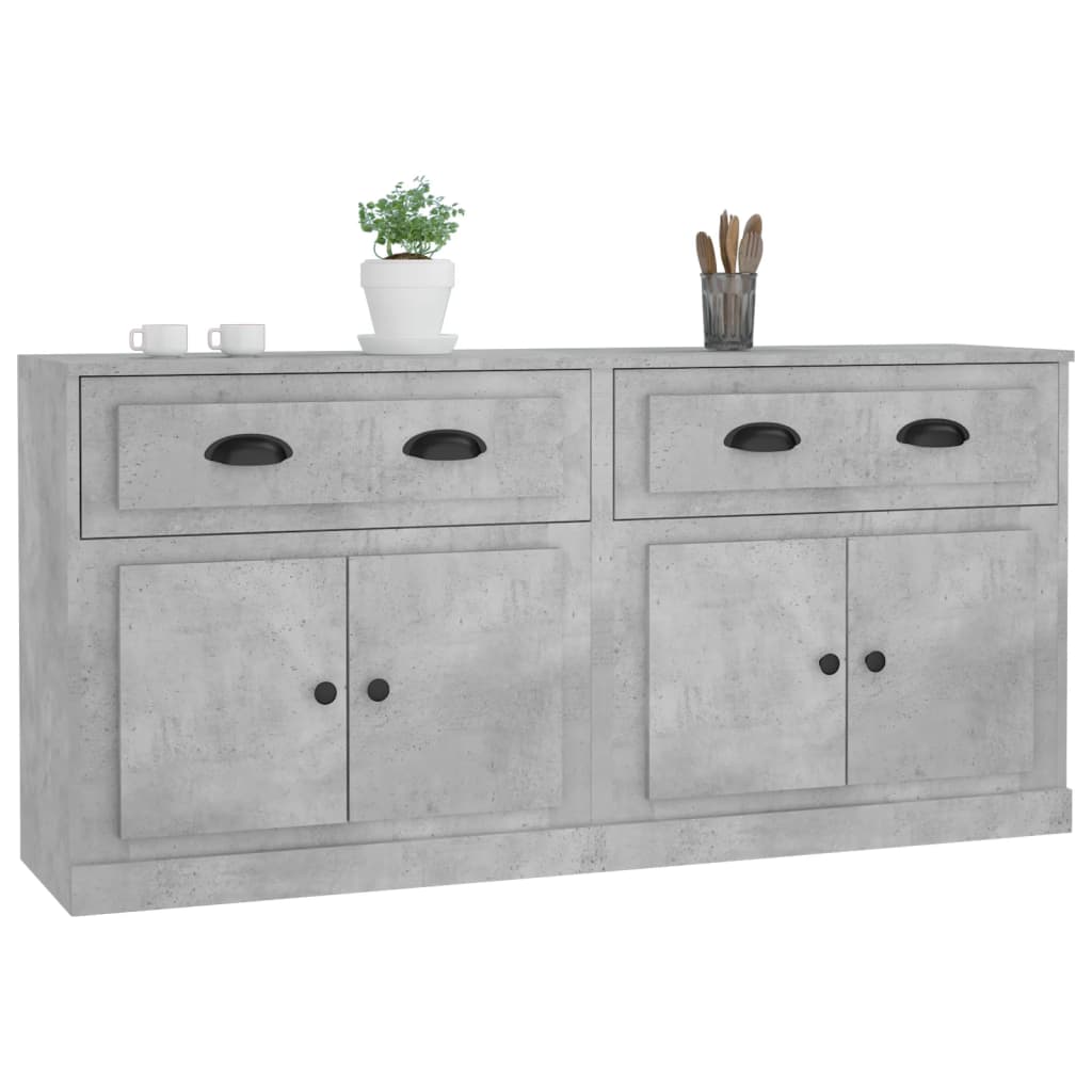 Buffets 2 pcs gris béton bois d'ingénierie - XIOS