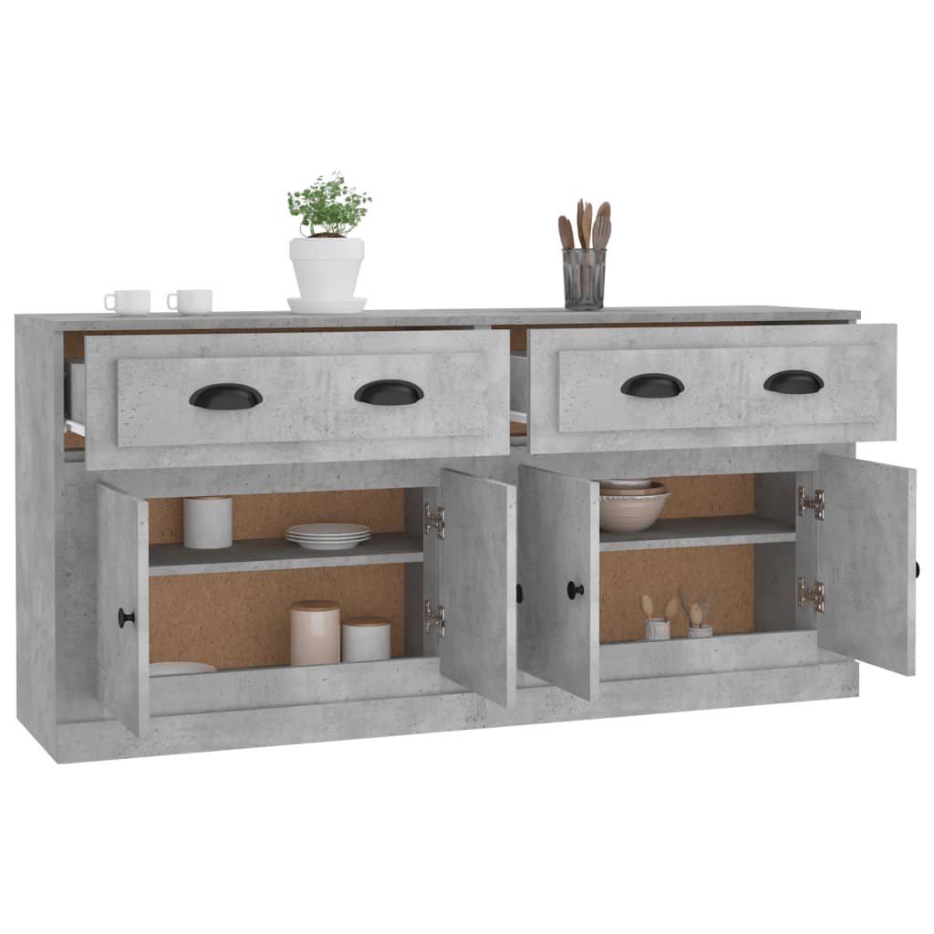 Buffets 2 pcs gris béton bois d'ingénierie - XIOS