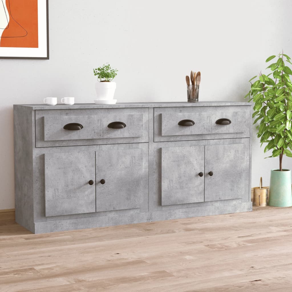 Buffets 2 pcs gris béton bois d'ingénierie - XIOS