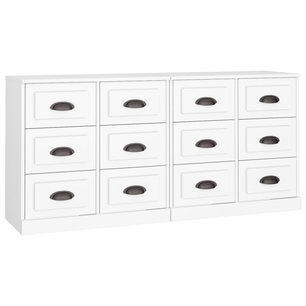 Buffets 2 pcs blanc bois d'ingénierie - XIOS