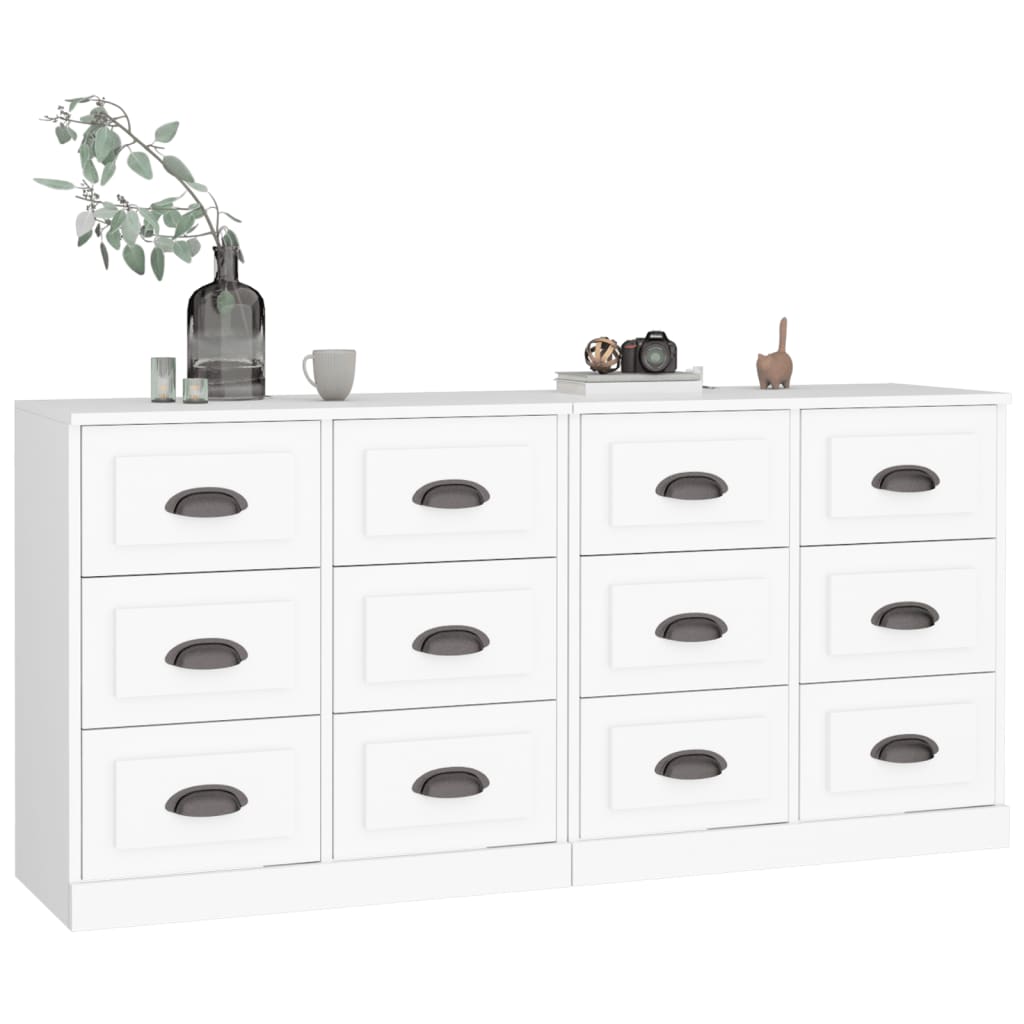 Buffets 2 pcs blanc bois d'ingénierie - XIOS