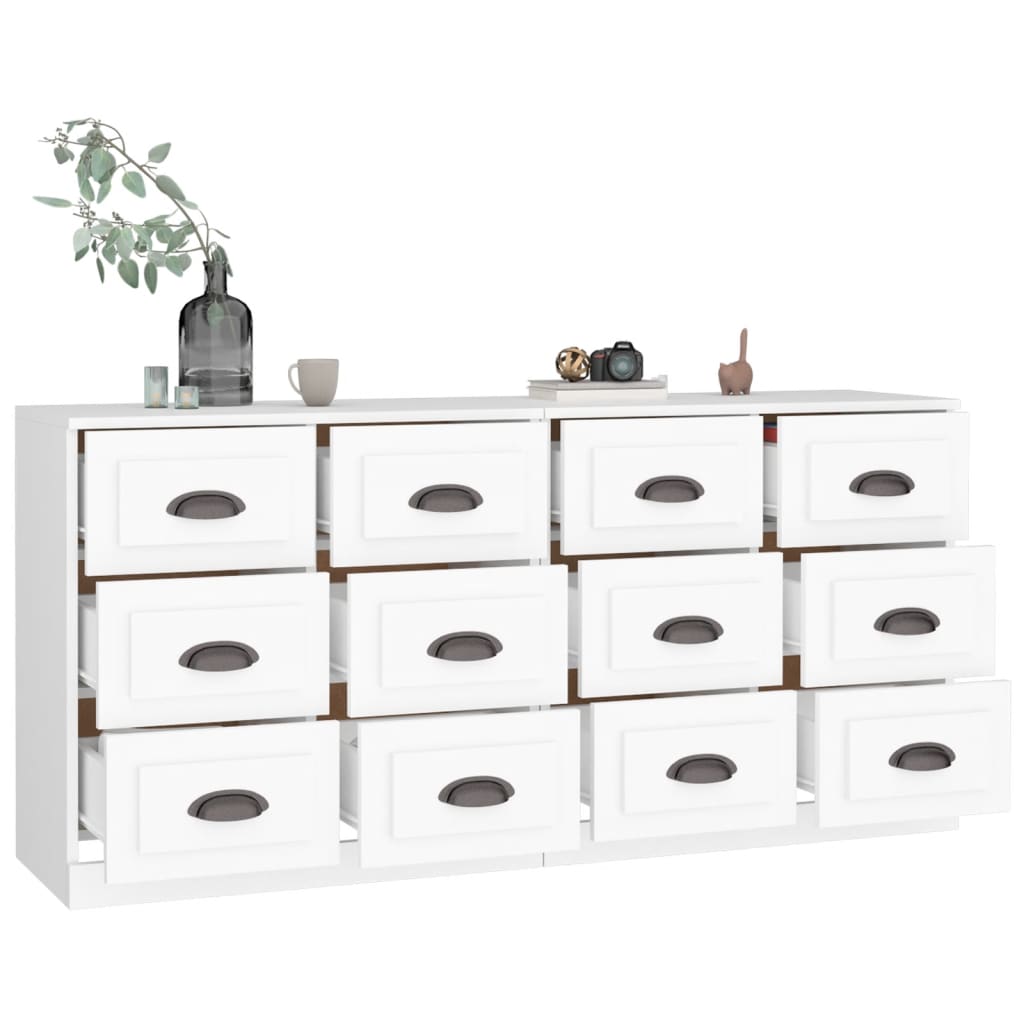 Buffets 2 pcs blanc bois d'ingénierie - XIOS