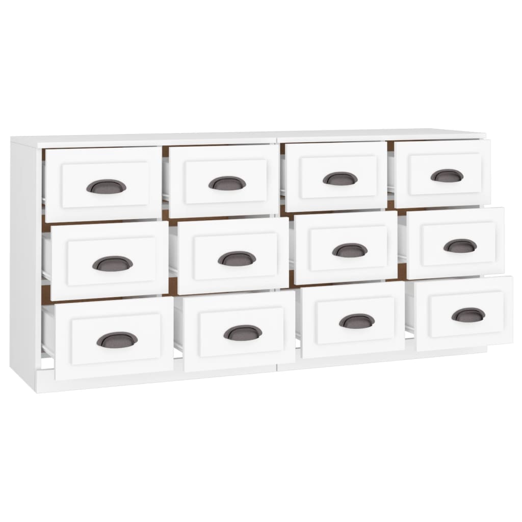 Buffets 2 pcs blanc bois d'ingénierie - XIOS