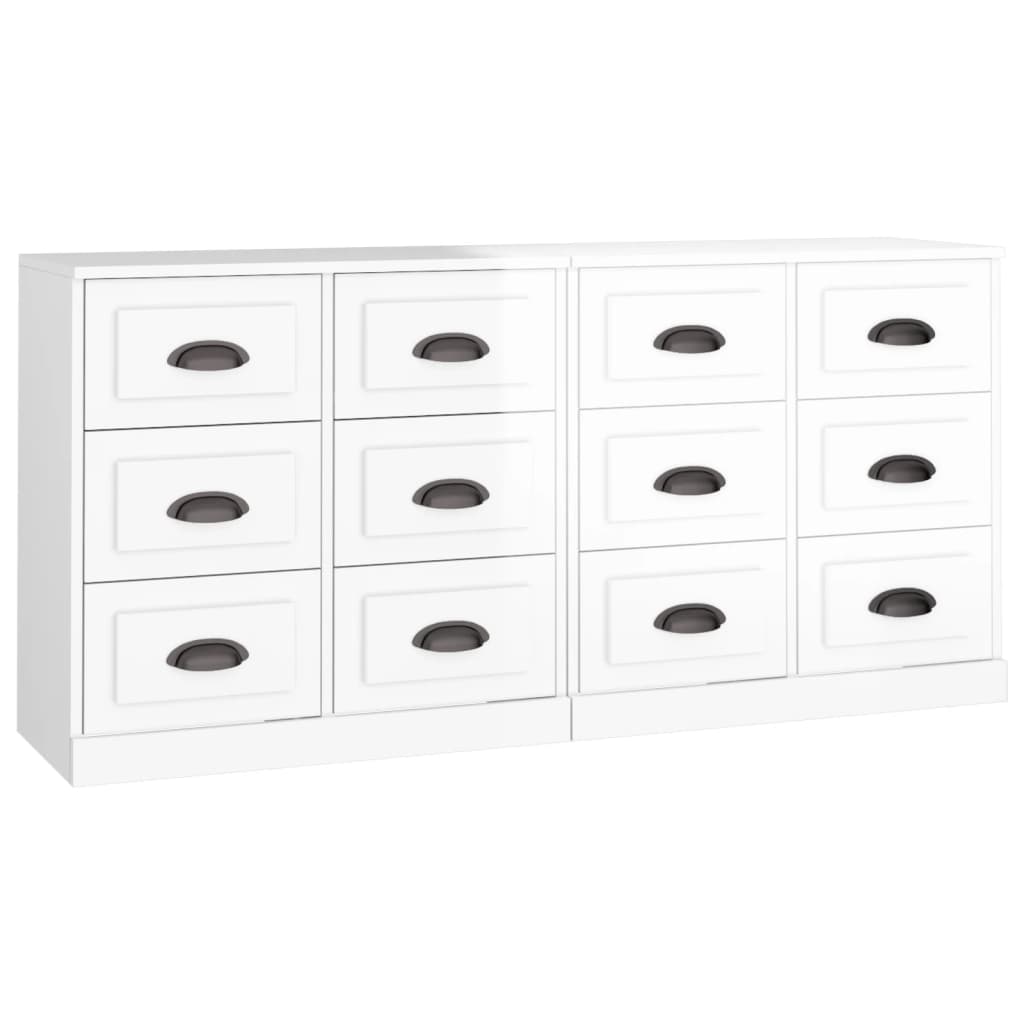 Buffets 2 pcs blanc brillant bois d'ingénierie - XIOS