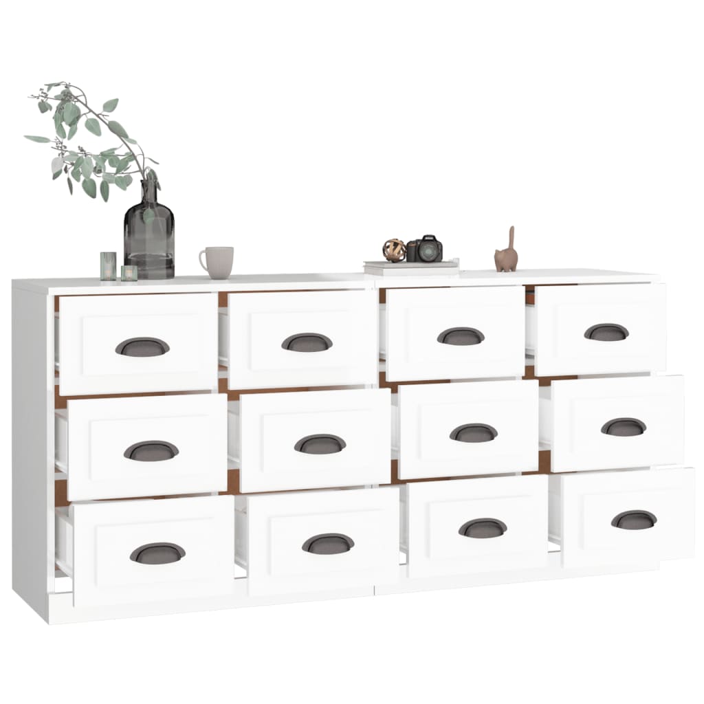 Buffets 2 pcs blanc brillant bois d'ingénierie - XIOS