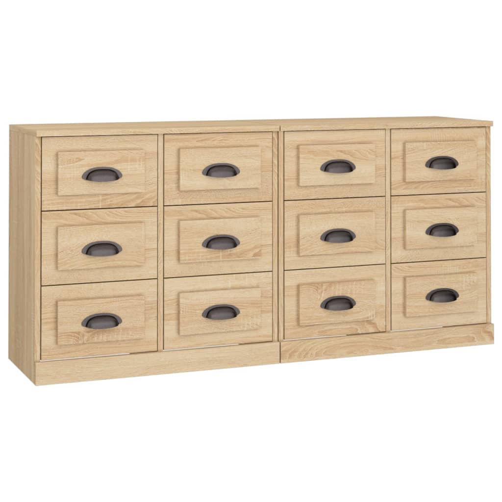 Buffets 2 pcs chêne sonoma bois d'ingénierie