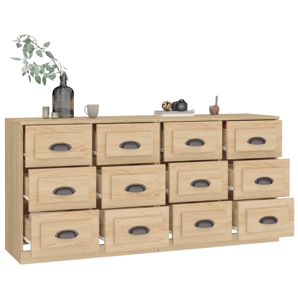 Buffets 2 pcs chêne sonoma bois d'ingénierie