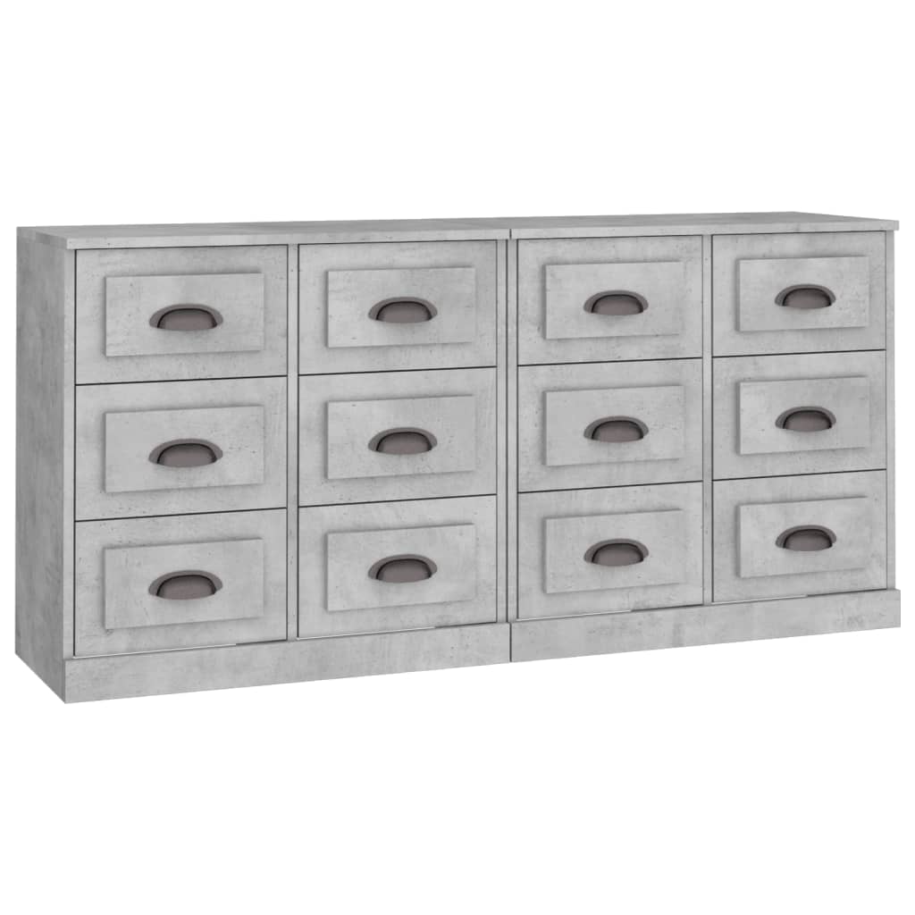 Buffets 2 pcs gris béton bois d'ingénierie - XIOS