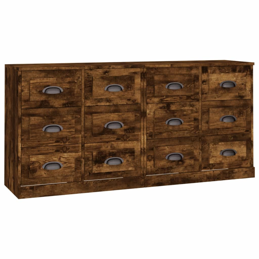 Buffets 2 pcs chêne fumé bois d'ingénierie - XIOS