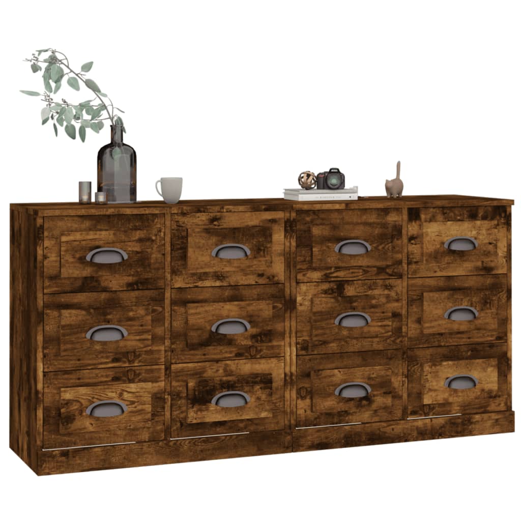 Buffets 2 pcs chêne fumé bois d'ingénierie - XIOS
