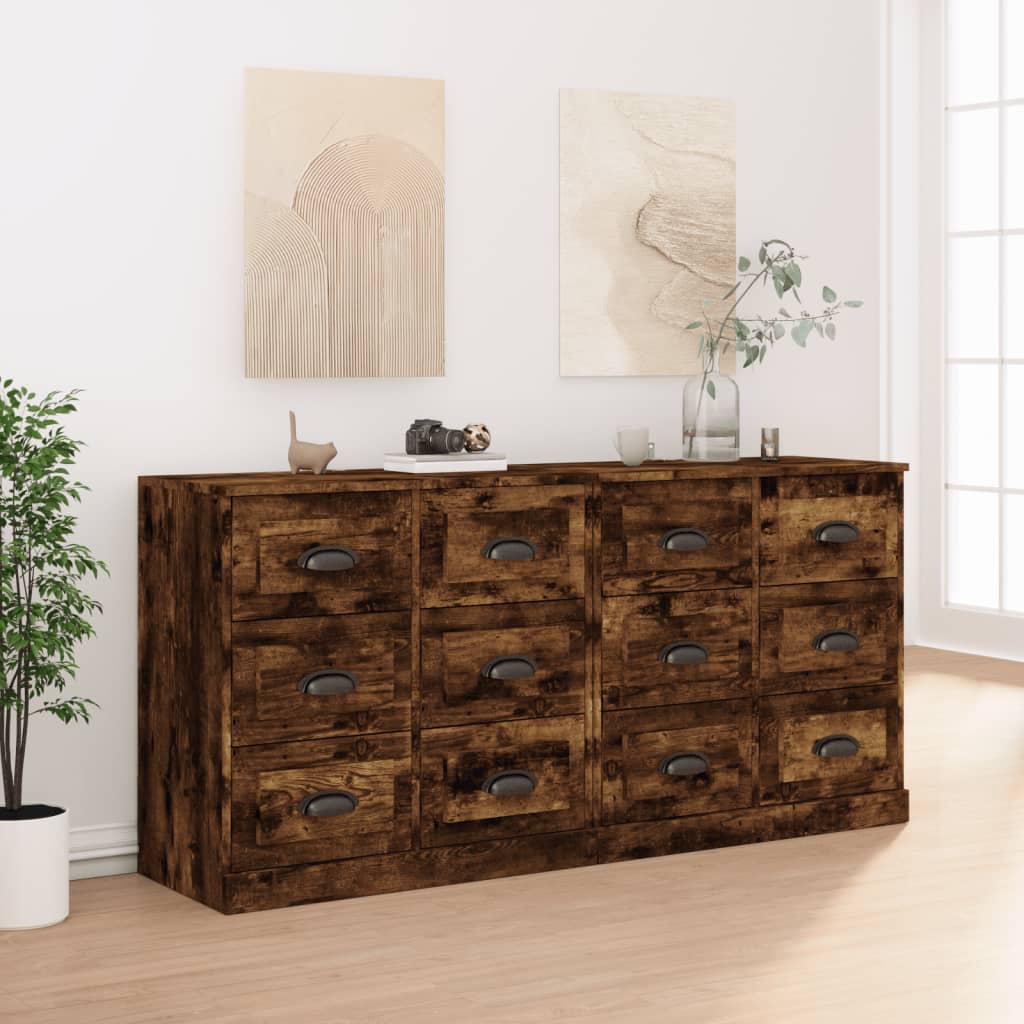Buffets 2 pcs chêne fumé bois d'ingénierie - XIOS