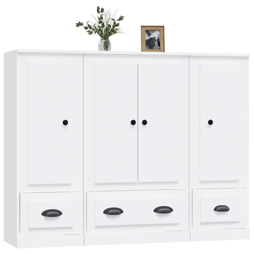 Buffets 3 pcs blanc bois d'ingénierie - XIOS