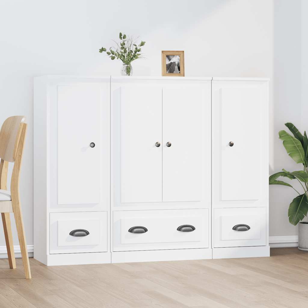 Buffets 3 pcs blanc bois d'ingénierie - XIOS