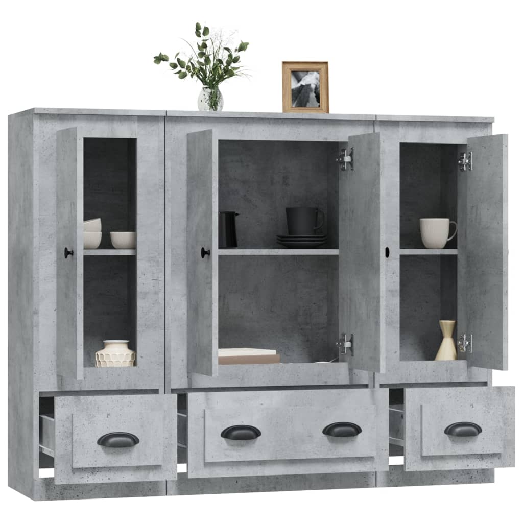 Buffets 3 pcs gris béton bois d'ingénierie - XIOS
