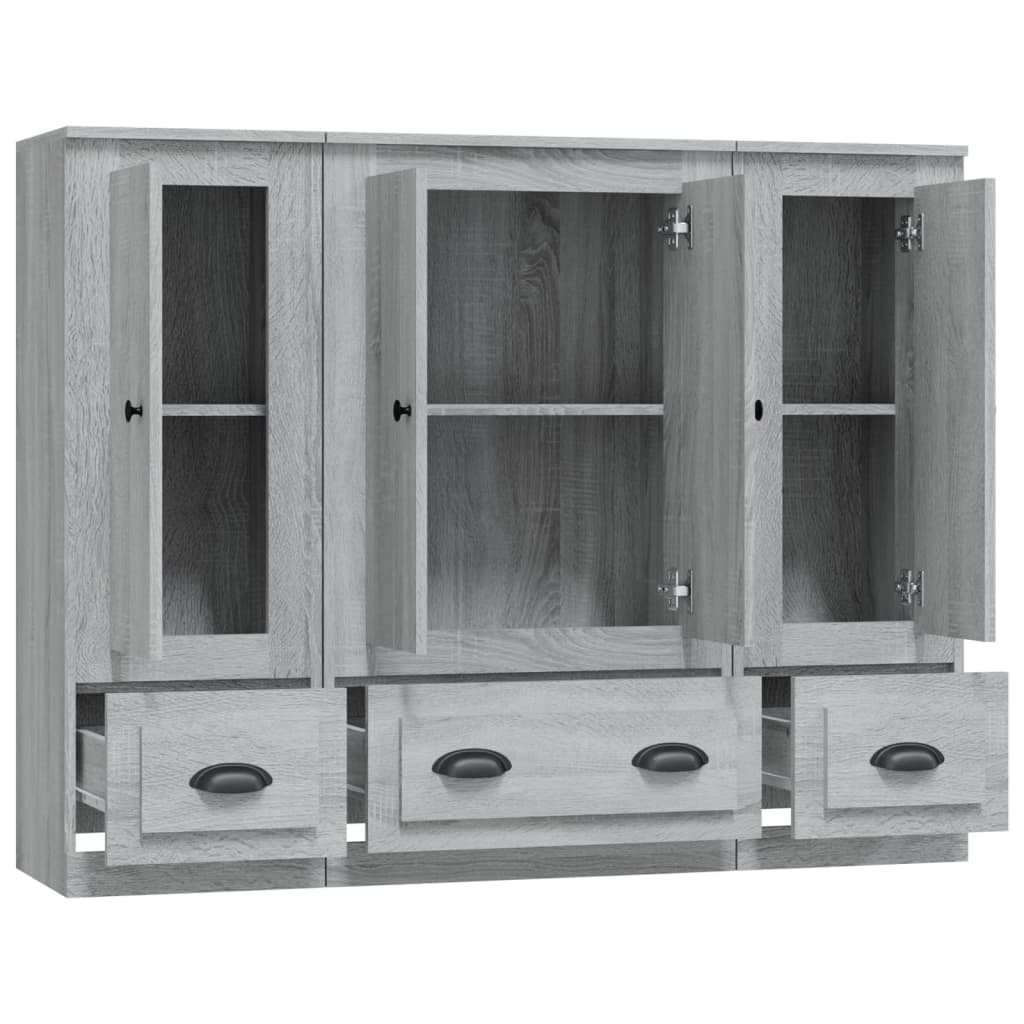Buffets 3 pcs sonoma gris bois d'ingénierie